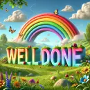 Well done in nature with a rainbow