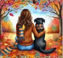 Girl and her dog in Autumn