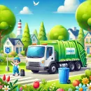 Cheerful garbage truck