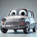 Cute car with googly eyes