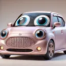 Lady car with googly eyes