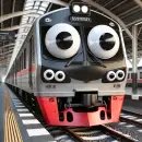 Train with googly eyes