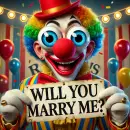 Clown asking will you marry me