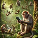 Monkey on the phone to much to miss all the fun