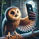 Owl taking a selfie