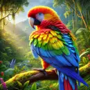 Beautiful parrot with rainbow colors