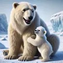 Polar bear and a baby bear