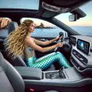 Mermaid driving a car