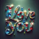 Crystals adorning the text I love you