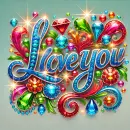 Colorful crystals saying I love you