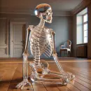 Full crystal skeleton with body and skull