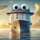 Cruise ship with googly eyes