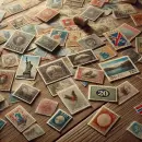 Old stamps on a table