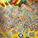 Cheerful stamps on a table