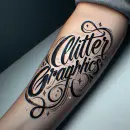 Glitter Graphics tattoo on arm