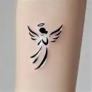 Minimalist angel tattoo on arm