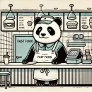 Panda working fast food