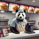 Panda working fast food