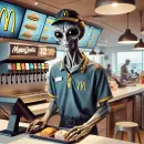 Alien working fast food