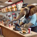 Elephant working fast food