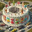 Gigantic birthday cake people live in