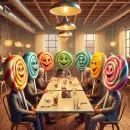Lollipops in conversation in a restaurant