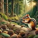 Chipmunk in a natural habitat