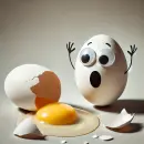 Egg in shock at seeing a broken egg