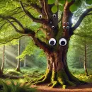 Tree with googly eyes