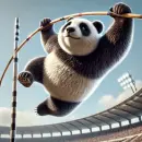 Pole vaulting panda