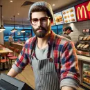 Hipster working fast food
