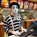 Mime working fast food