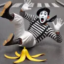 Mime slipping on a banana peel
