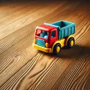 Toy truck in a wooden floor