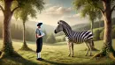 Mime and zebra looking at each other in admiration
