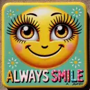 Smilie with a sign that says always smile