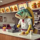 Fish working fast food
