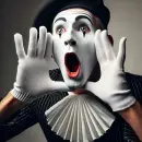 Mime pretending to be shouting