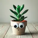 Plant in a pot with googly eyes