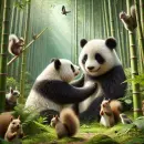 Pandas playing with each other