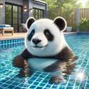 Panda in the swimming pool