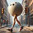 Bowling ball walking in the street
