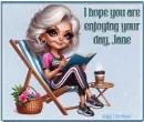 Grannie reading a book - enjoy your day - Jane 