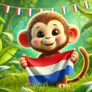 Little monkey holding a Dutch flag