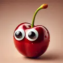 Cherry with googly eyes