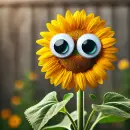 Sunflower with googly eyes