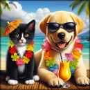 Cute Cat and Dog 