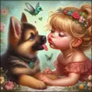 Girl kissing Shepherd