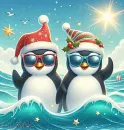 two cute Penguins at Christmas