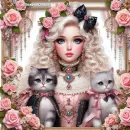 Girl with cats